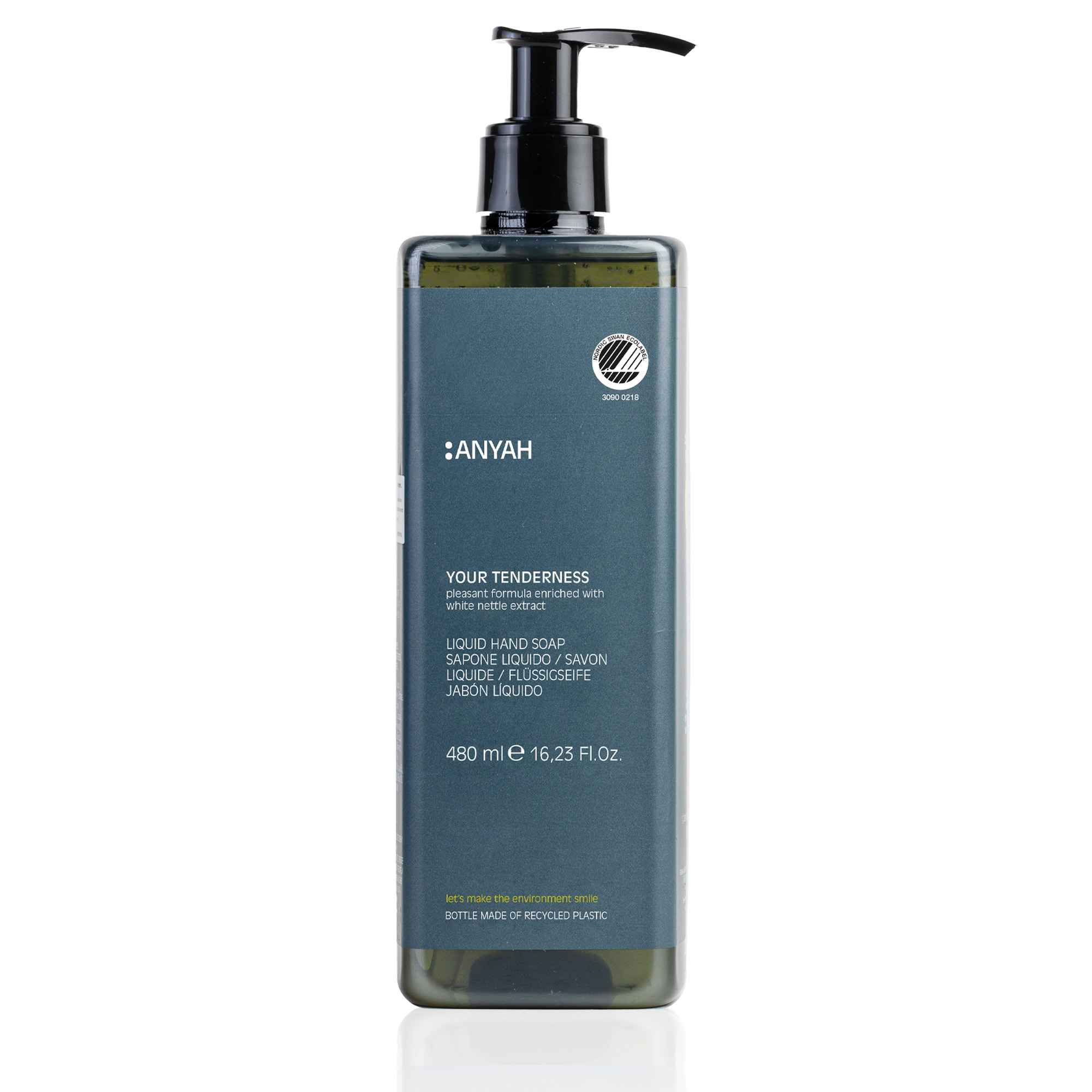 Anyah liquid hand soap in a 480 ml refillable bottle