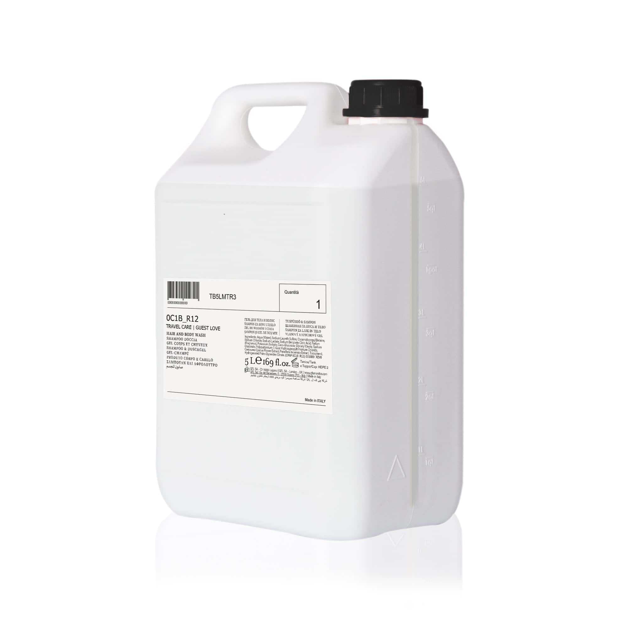 Tanica di ricarica 5L Shampoo Doccia Travel Care Essential per Hotel