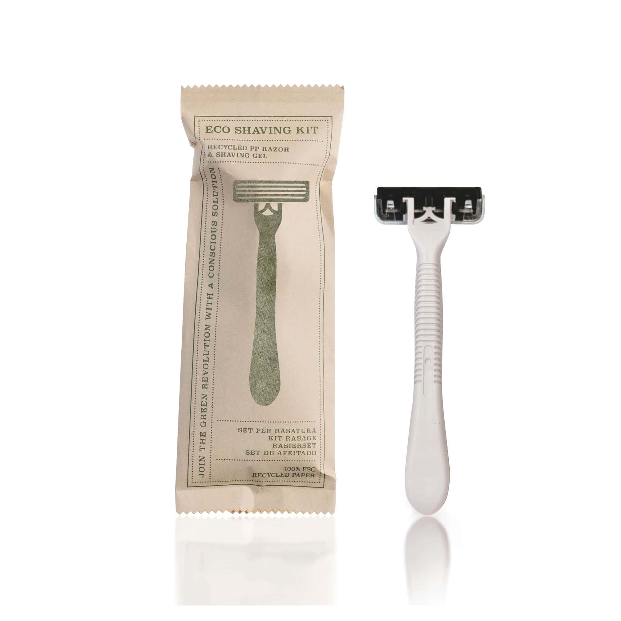 Set barba Eco Elements con rasoio e gel da barba in confezione kraft